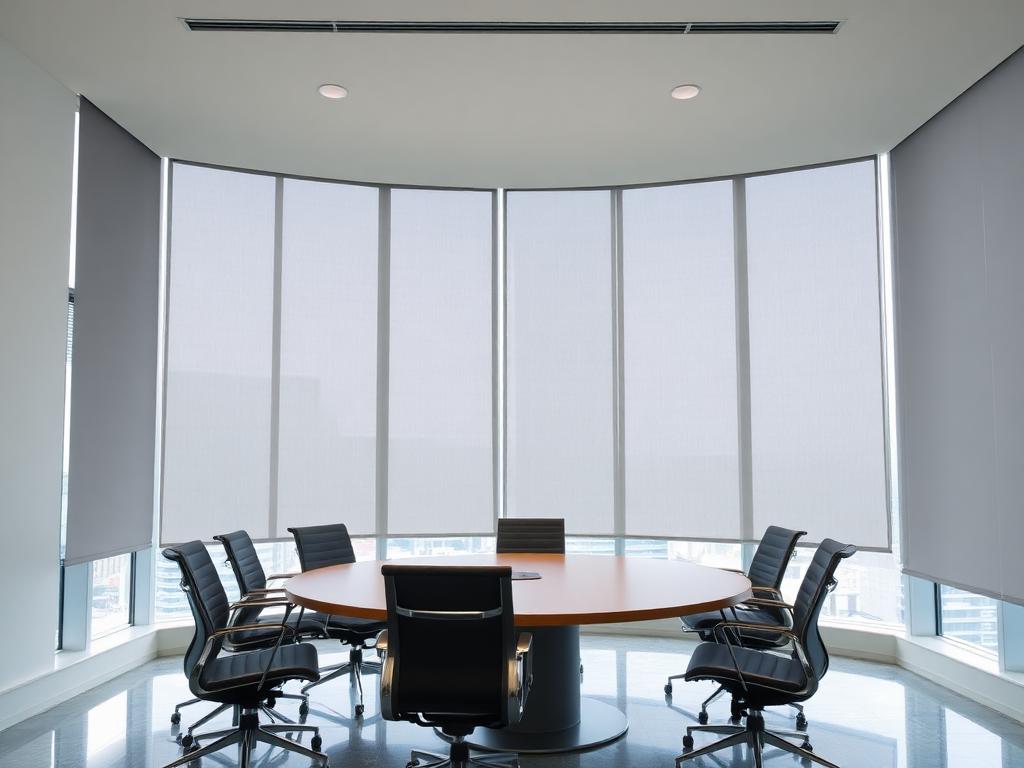 Commercial solar shades in office conference room