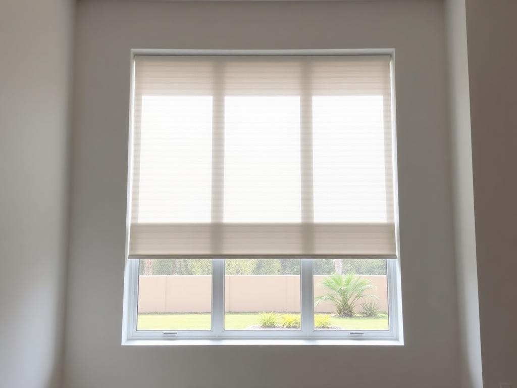 White custom roller shades on a window