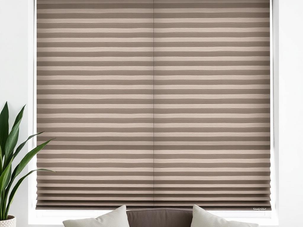 Zebra blinds with alternating sheer and solid stripes